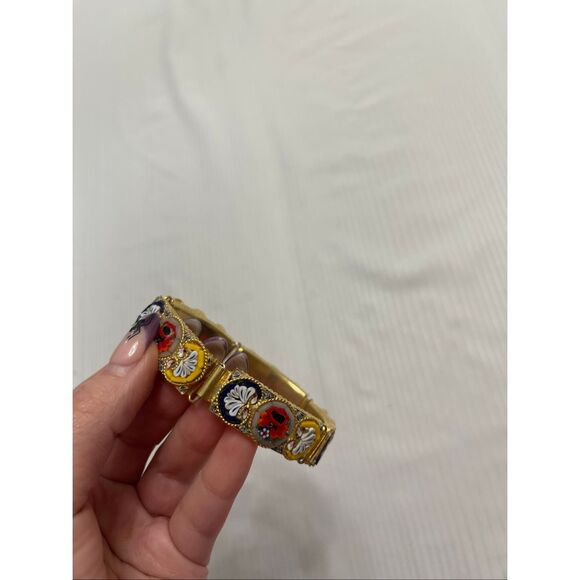 Antique Vintage Micro Mosaic Millefiori Bracelet Art Deco Victorian Panel - Picture 9 of 11